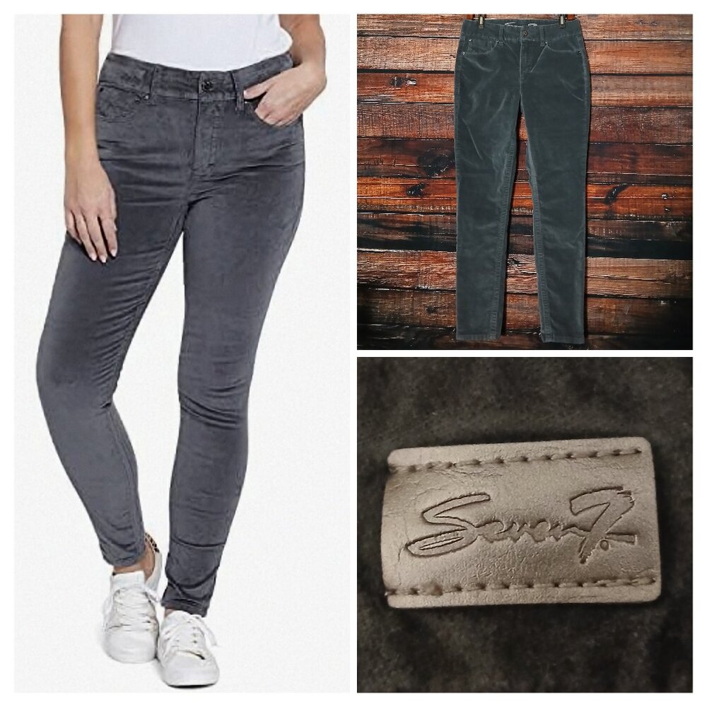 Seven 7 Jeans 8 Tummyless High Rise Skinny Gray Velvet Stretch